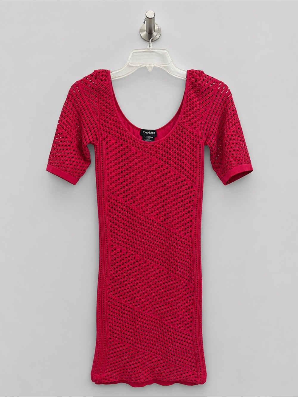 bebe Fuchsia Short Sleeve Scoop Neck Top - Picture 1 of 3